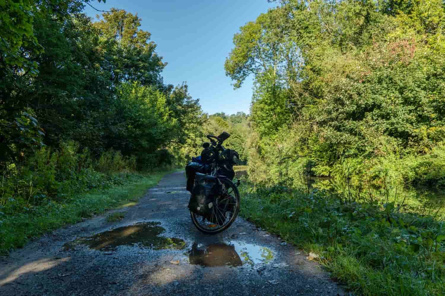 Conducción ecológica de moto en un camino rodeado de naturaleza
