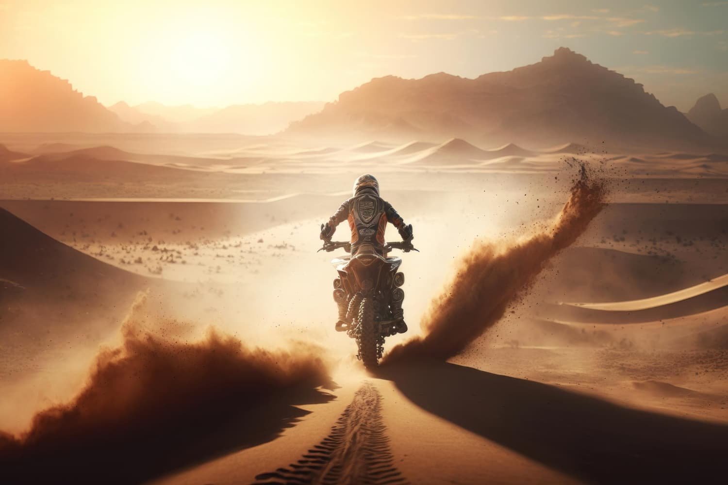 Motocicleta en acción durante el Dakar Rally